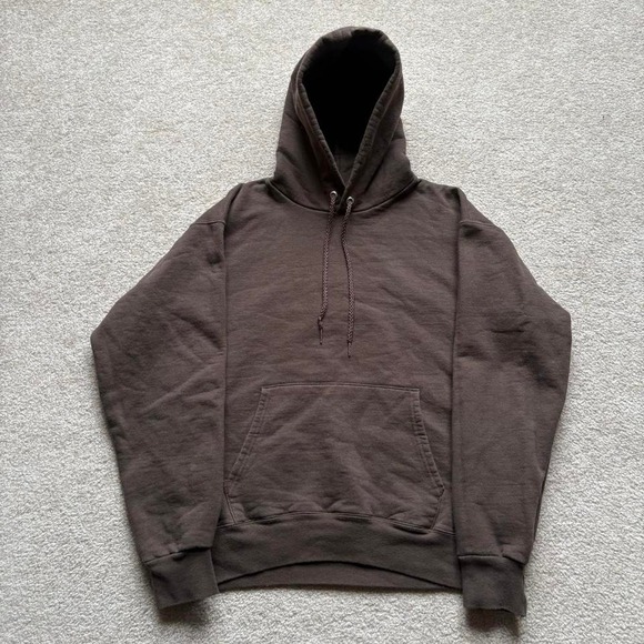Dark Brown Pullover Hoodie Y2K Vtg M Essential Mocha Chocolate Minimalist Casual - Picture 1 of 6